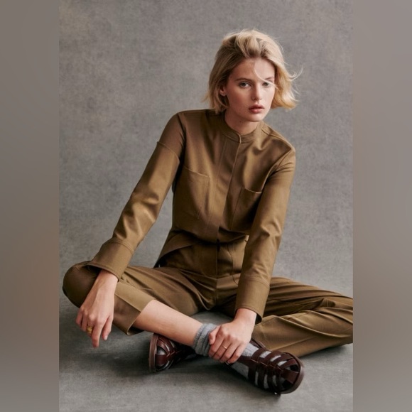 Sezane Pants - Sezane Edith Jumpsuit Beige Camel Tall Sz. Fr. 40/ UK- 12/ US- 8